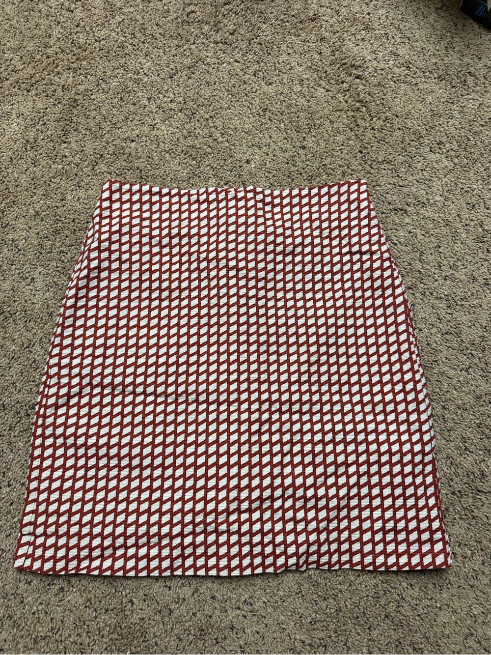 Ann Taylor Factory Red and White Geometric Pencil Skirt